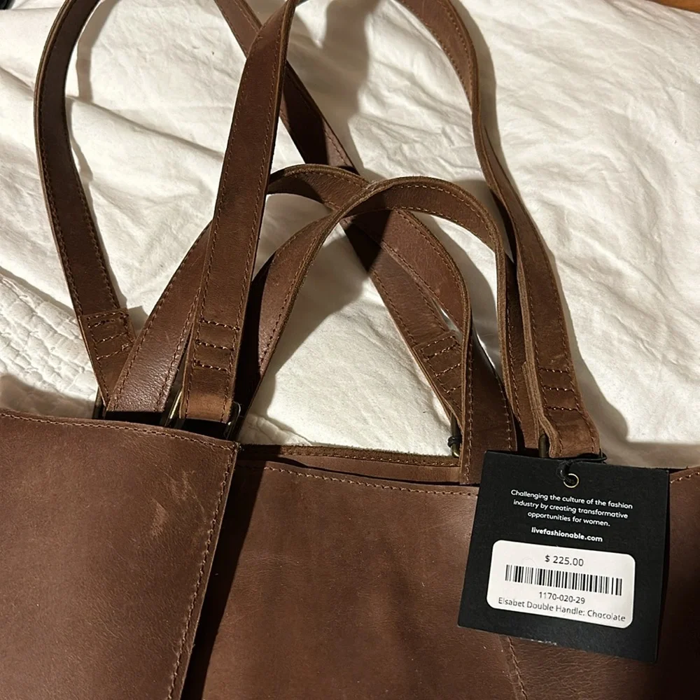 Able Elsabet Double Handle chocolate bag. NWT - Picture 2 of 4